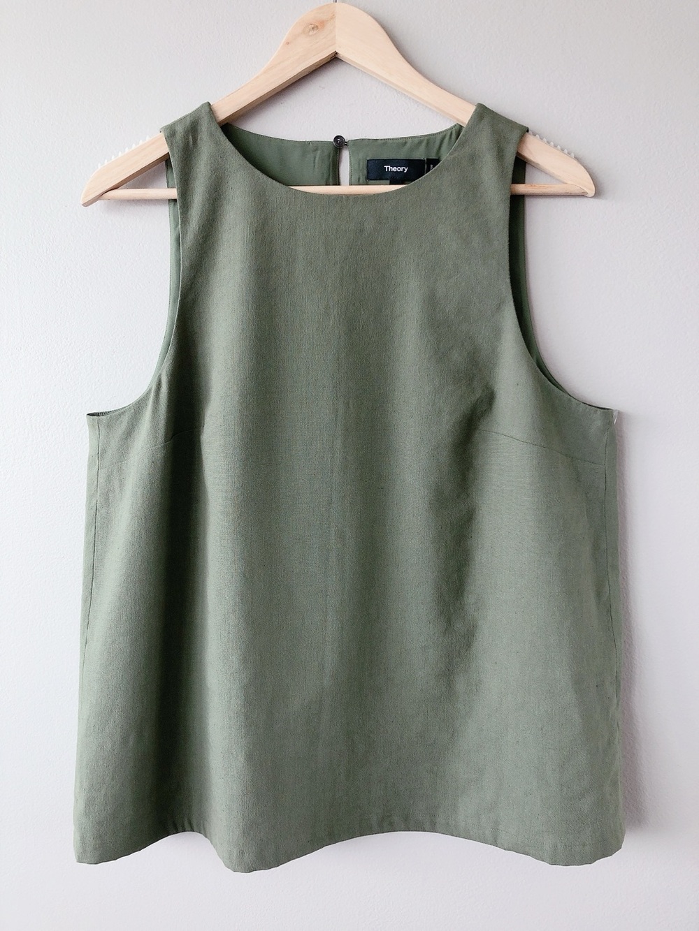 Theory Linen blend Olive Green Sleeveless Tank Top large women’s shirt blouse
